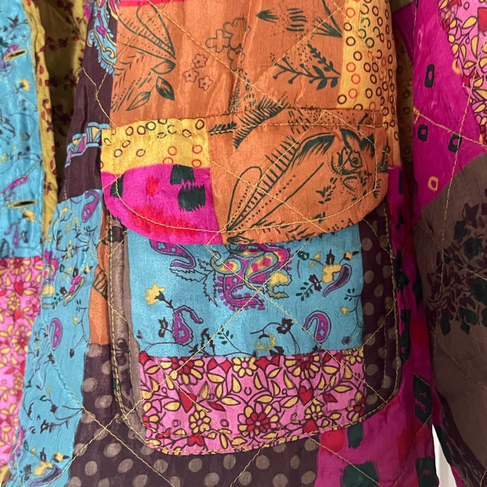 Vintage Quilted Reversible Patchwork Jacket In Si… - image 7